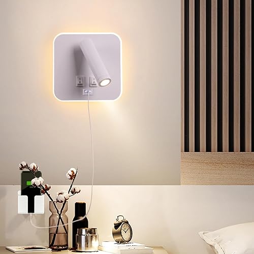 Miniatura 2 de Puerto de carga USB, luz de lavado de pared, luz blanca LED con pared interior, foco ajustable, lámpara de lectura, lámpara de pared para