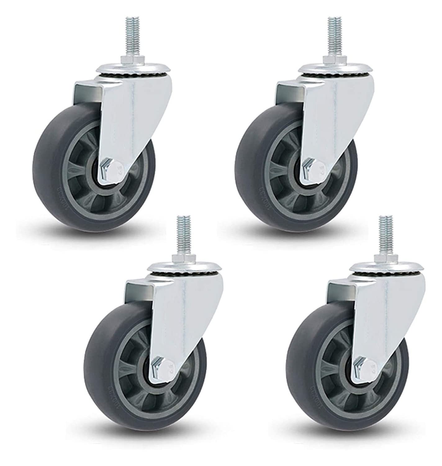 lenkrollen, Industrielle Transporträder, Räder, Schwerlast-Lenkrollen, TPR-Gummirollen, Ersatzräder for Karren, Möbel, Werkbänke, Trolleys, Rollen mit Gewindeschaft M12 x 30 mm (Farbe: Bremse). ( Colo