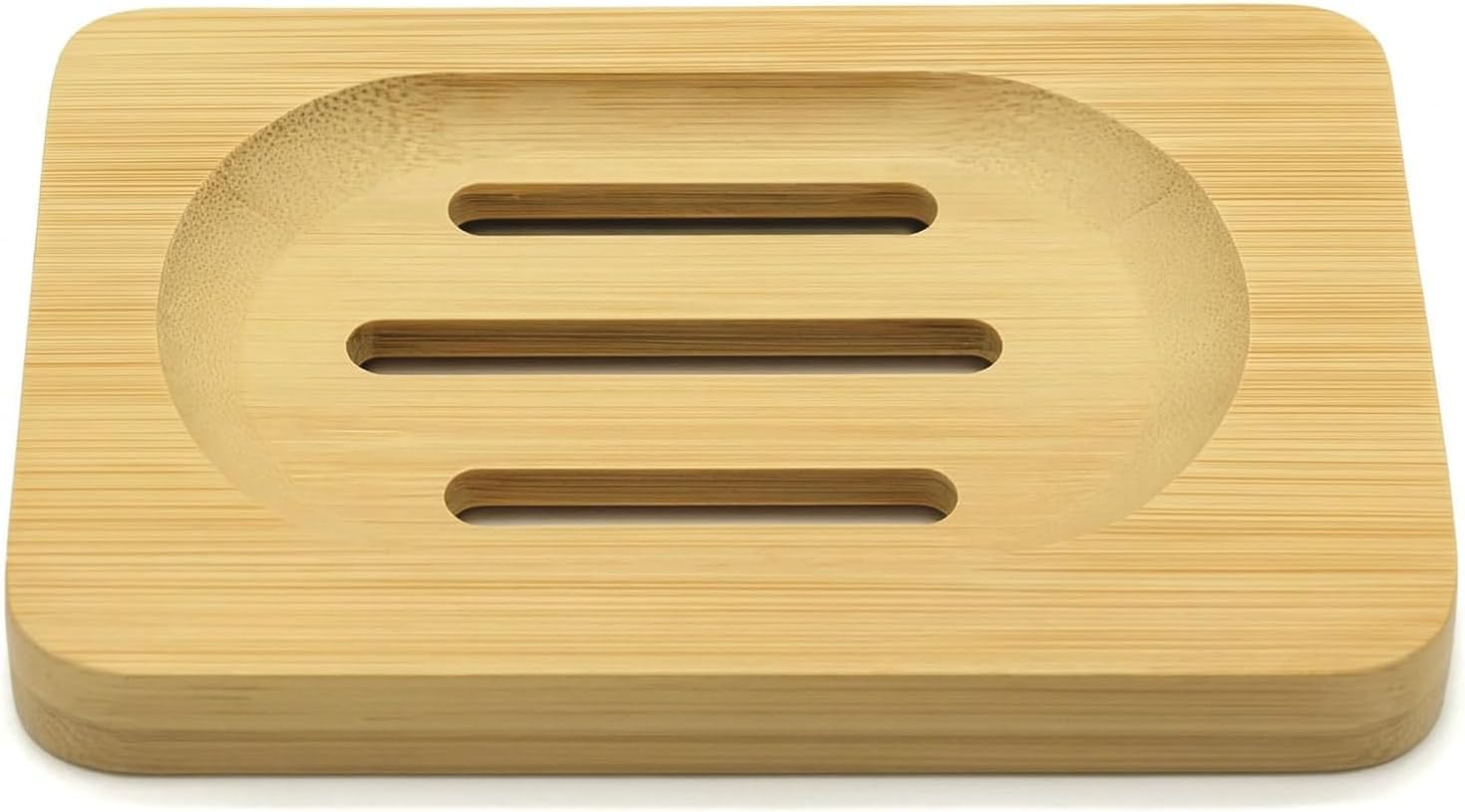 Kandid Light Wood Eco-Friendly Bamboo Soap Dish Holder For Bathroom | Self Draining Natural Wooden Soap Saver Tray | Shower, Sink & Counter Bar Soap Accessory