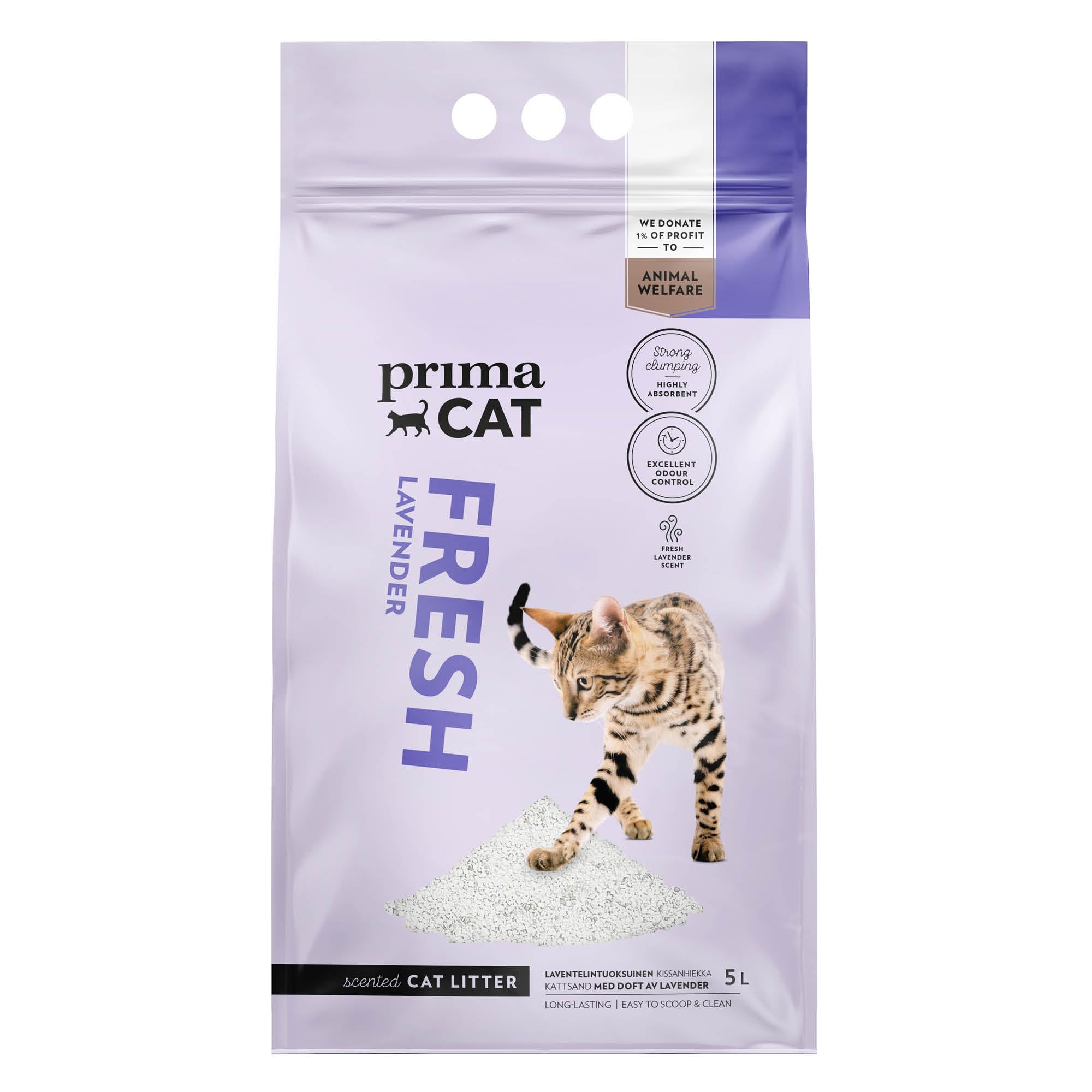 PrimaCat - Hygienic Lavender Scented Cat Litter, Long Lasting Clay, 5L (4kg)- Amazon Exclusive