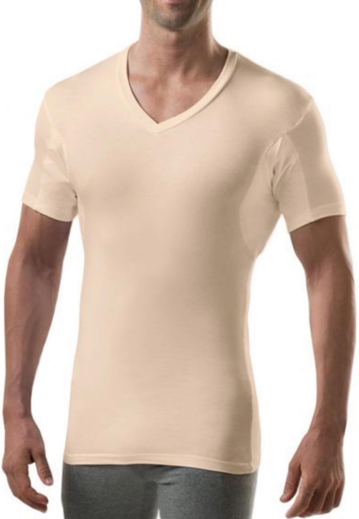 Men's Sweatproof Undershirt | Slim Fit V Neck T-Shirt with Underarm Sweat Pads | Aluminum-Free Alternative