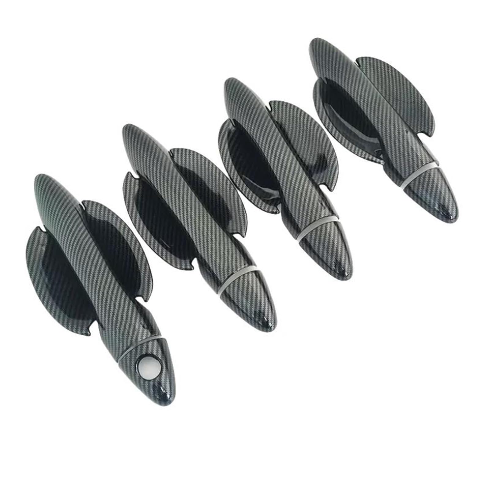 Hrqctim C Set 0 Button Carbon Fiber Gloss Black Chrome Car Door Handle Cover Bowl Sticker For Hyundai For Tucson Ix35 2009-2014(C Set 0 Button)