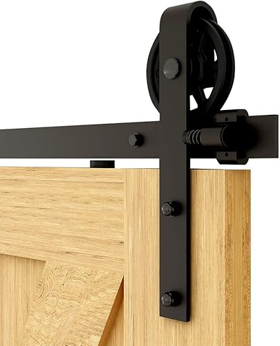 Kit de herrajes para puertas corredizas de granero de 4 a 20 pies, sistema de riel de armario, rueda de radios rodillos de acero al carbono,