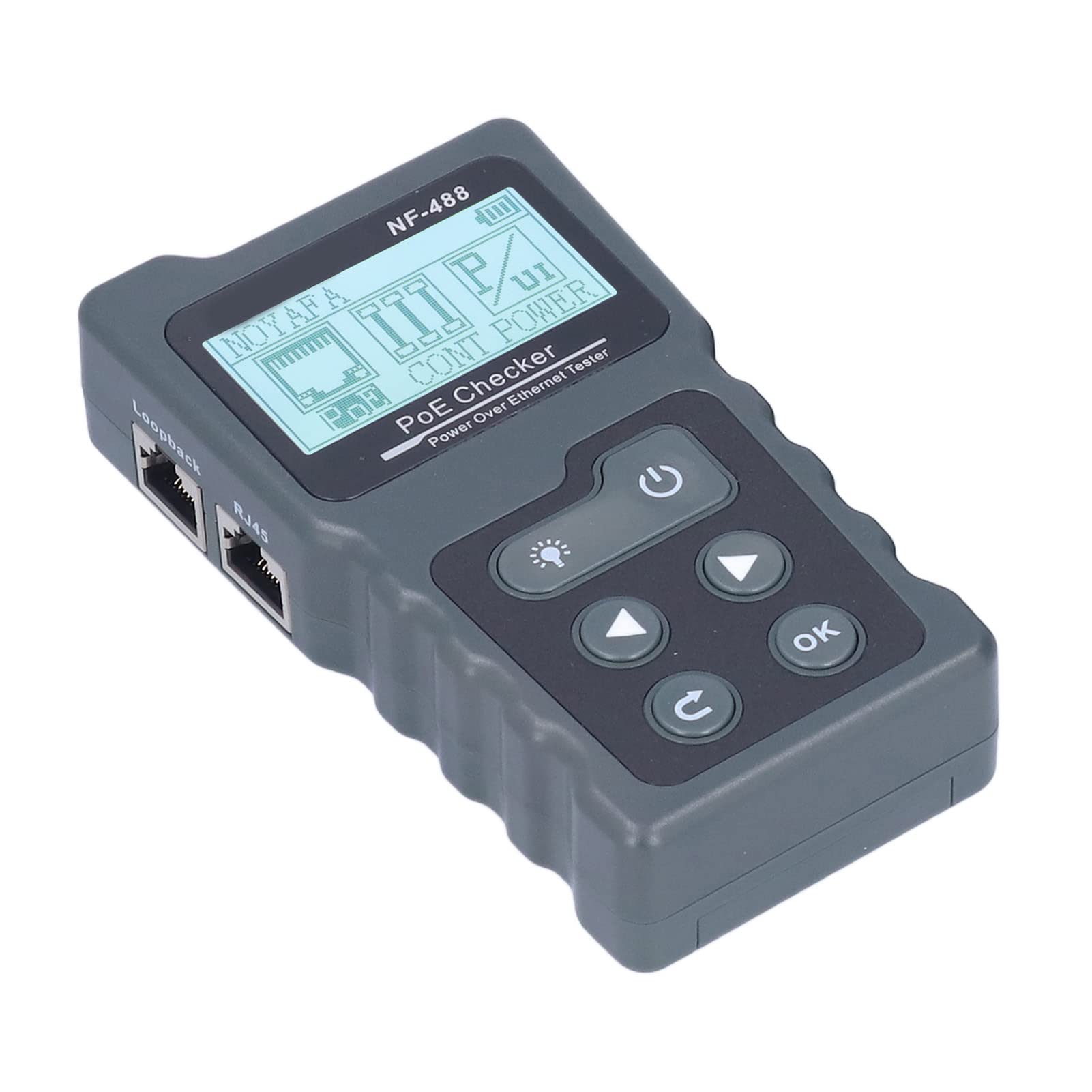 Yosoo Health Gear Probador POE LCD Ethernet Detector POE ABS NF488 con Pantalla Retroiluminada de 128 X 64 5 a 60 V y Prueba de Cables para Técnicos de Red Instaladores de Cámaras de Seguridad