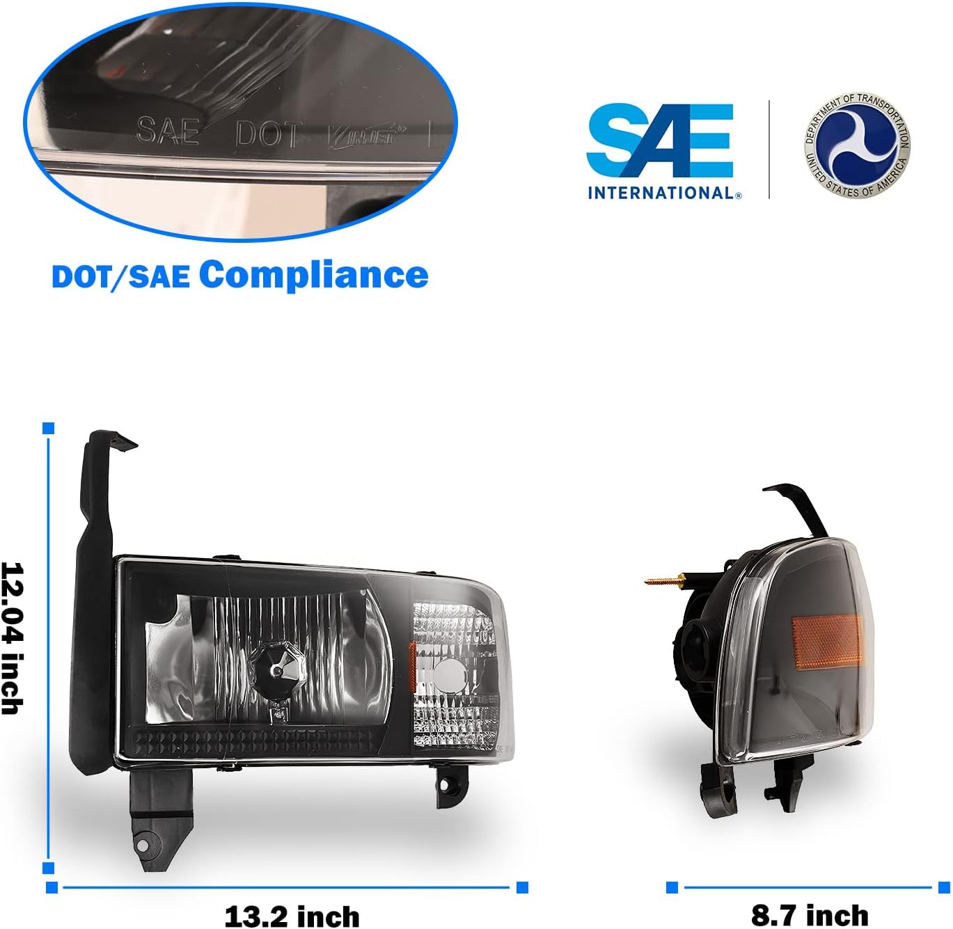 DOT SAE Compliance Markings on Headlight