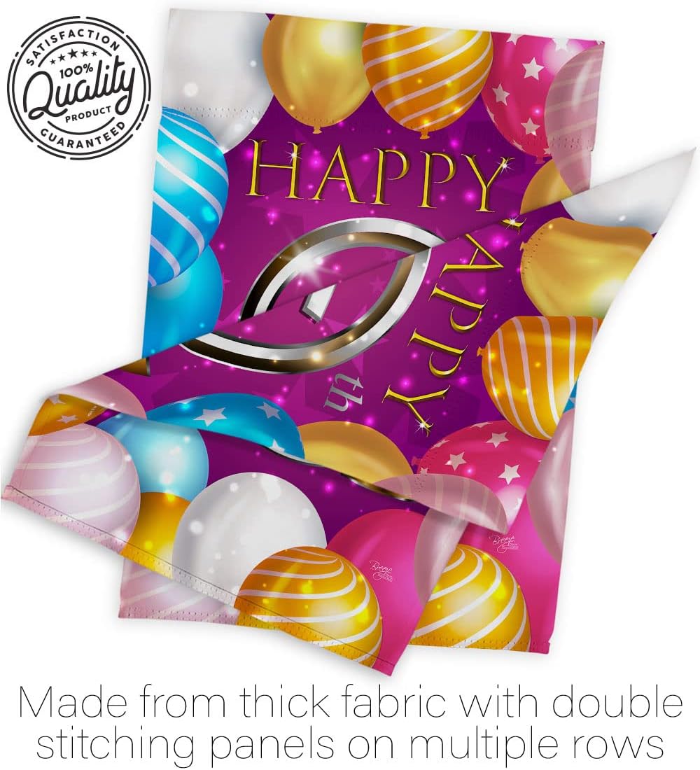 Breeze Decor Happy 55th Anniversary House Flag Celebration Couple Married Wedding Occasion Party Valentines Decoration Banner Small Garden Yard Gift Double-Sided, Made in USA