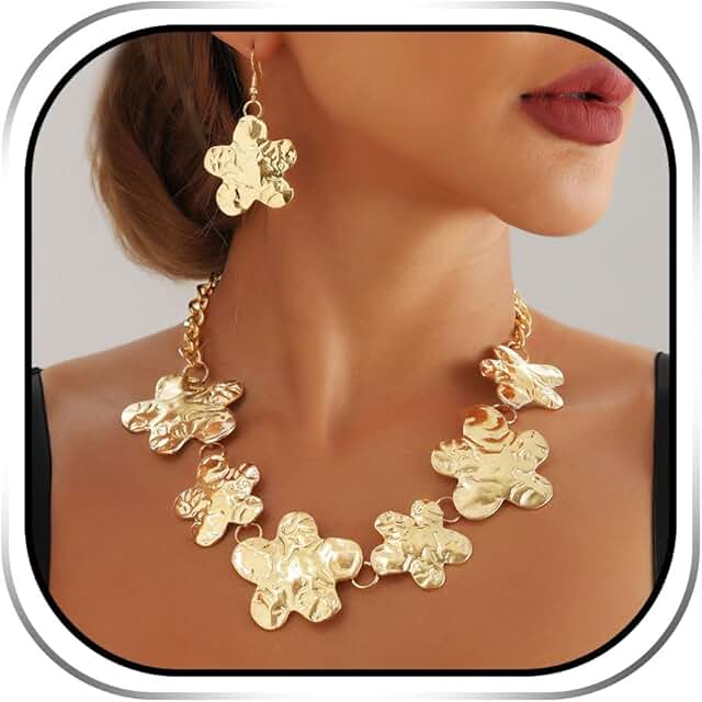 Sixexey African Jewelry Set Chunky Necklace Jewelry Flower Pendant Neckl...