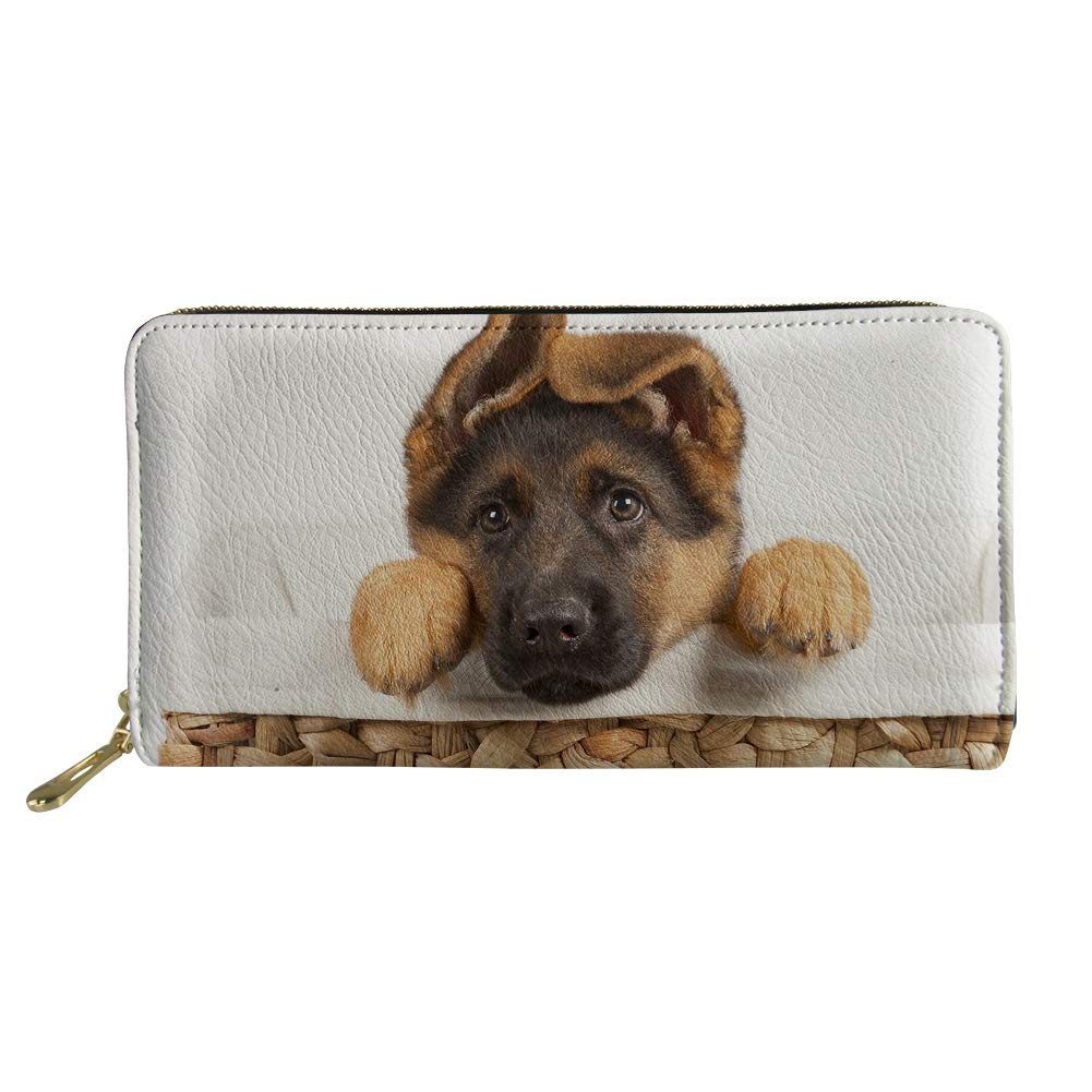 HUGS IDEAAnimal Pattern Long Wallet Adorable Puppy Dog Design Women's Large Capacity Purse Handbag