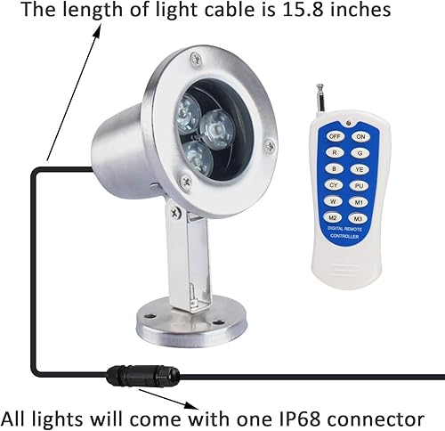 Miniatura 7 de JSN&PC Luces subacuáticas LED 9W RGB cambio de color con control remoto RF y junta impermeable IP68 para fiesta piscina fuente agua rocalla hierba