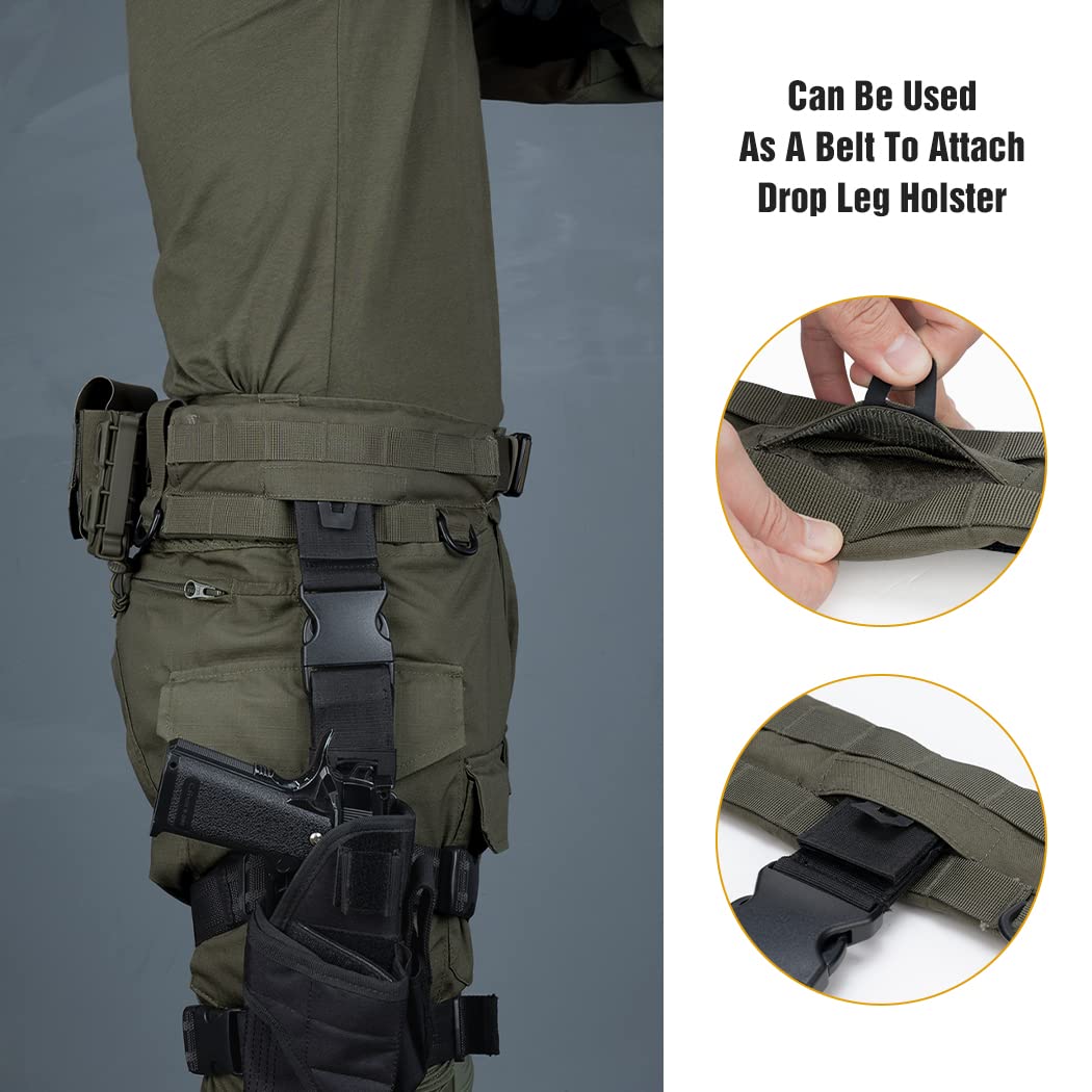 IDOGEAR Cinturón Táctico Cinturones de Combate Molle de 2" con Cinturón Interior de 1,75" Cinturones de Hebilla de Metal de Liberación Rápida de Batalla Gancho y Bucle Ajustable