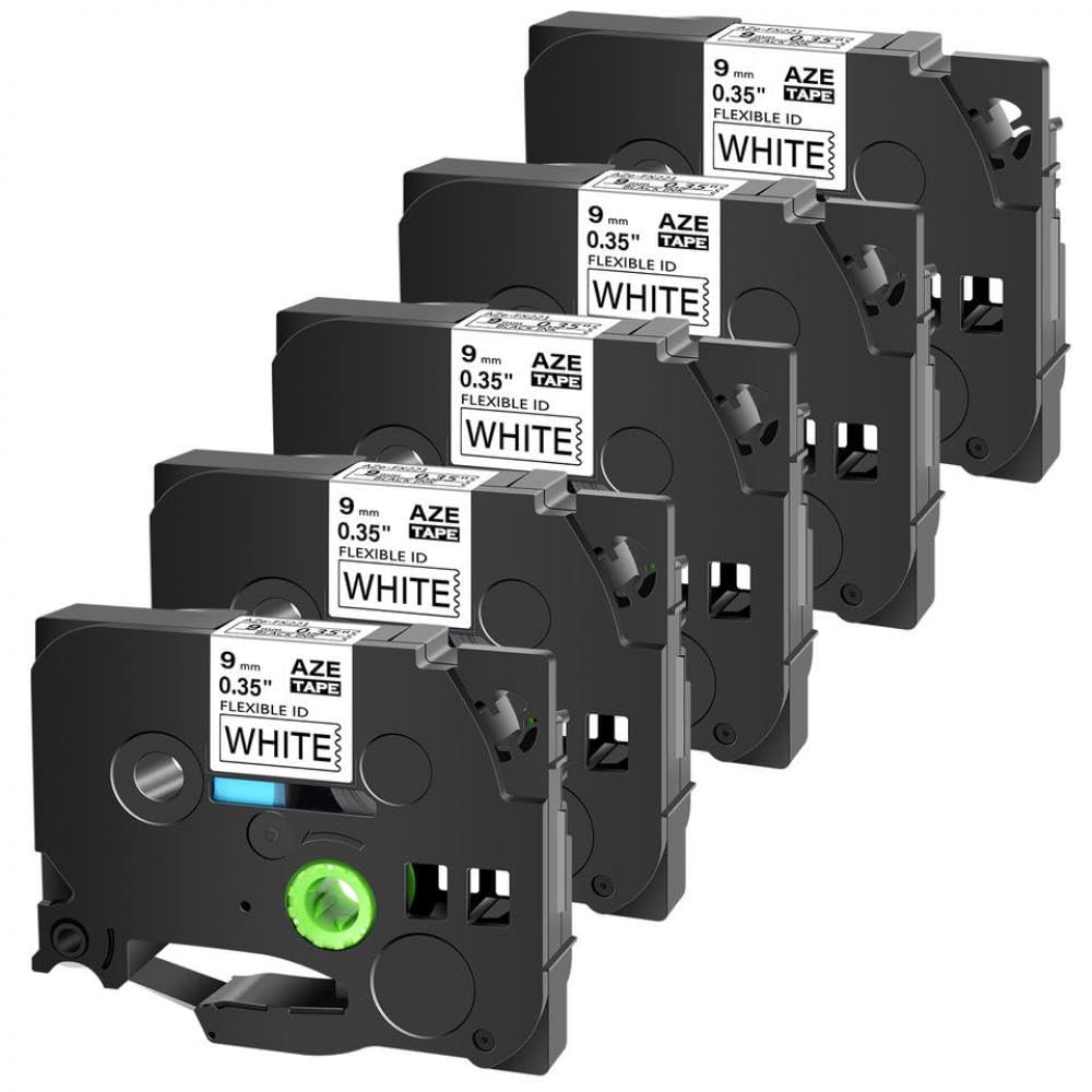 Nastro laminato flessibile compatibile con nastro per etichette nero su bianco Tze-FX221 da 9 mm per stampanti di etichette