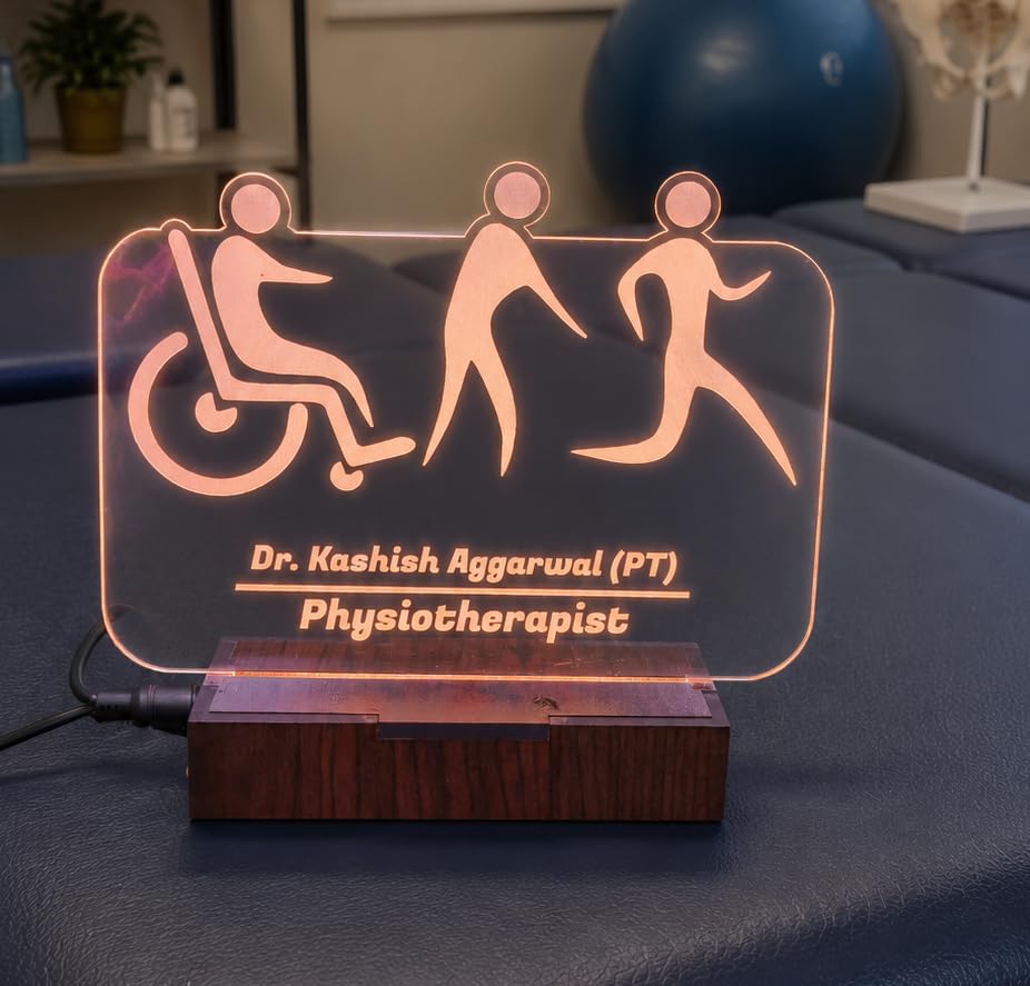 Image of DON'T JUDGE ME CUSTOMISED Doctor Lamp with Doctors Name and Design | Personalized Gift for Doctors (Warm White Color LED Light) (Physiotherapist)