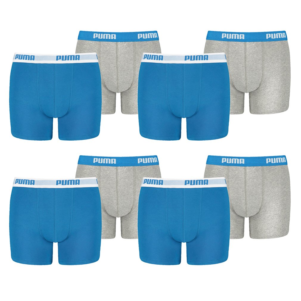 PUMA 8 er Pack Boxer Boxershorts Jungen Kinder Unterhose Unterwäsche, Farbe:417 - Blue/Grey, Bekleidung:140