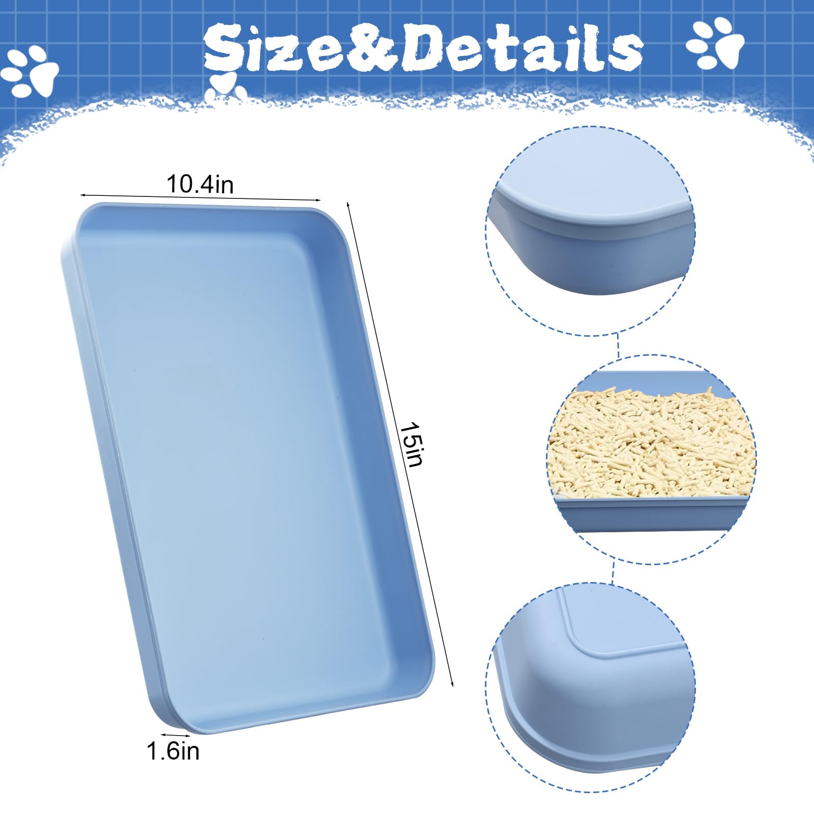Katzentoilette, mittelgroß, offen, 38,1 x 26,1 x 4,1 cm, Kunststoff, Kätzchentoilette, niedriger Einstieg, Reise-Toilette für Katzen, Welpen, Kaninchen, Meerschweinchen, mehrfarbig, 5 Stück