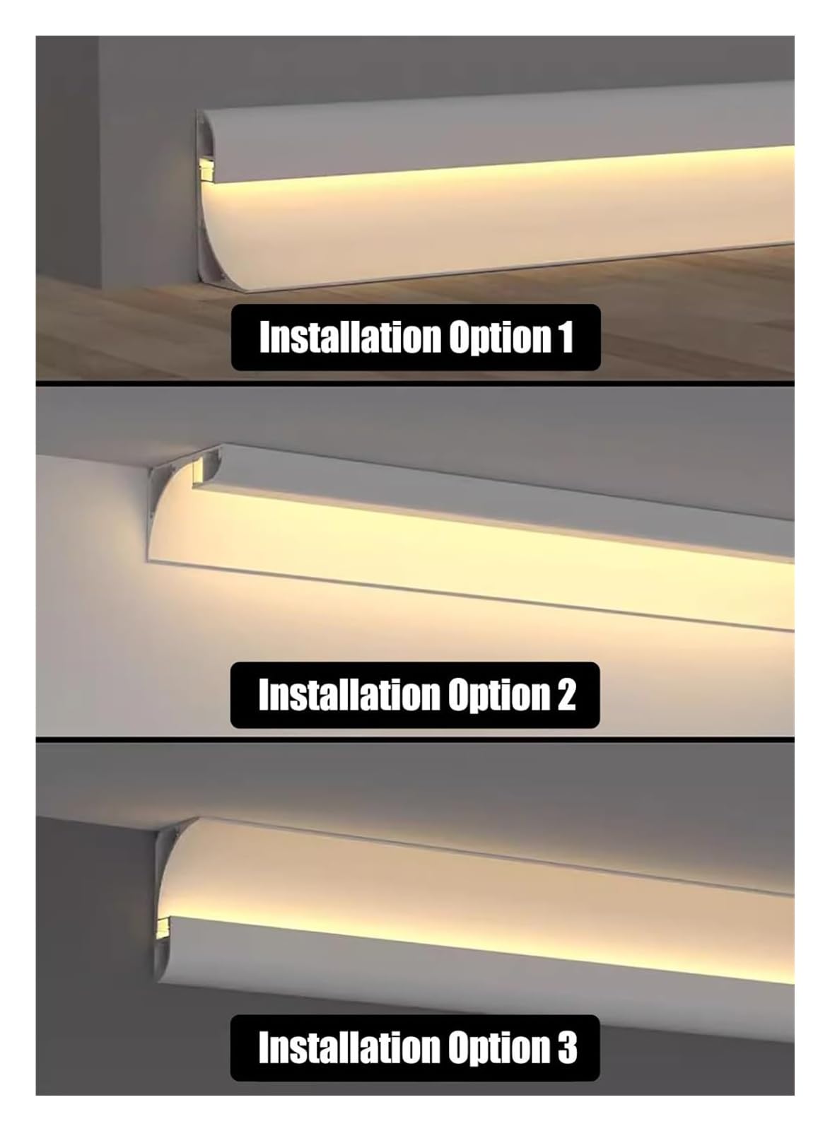 DXYOYONGMZ LED Channel, LED Diffuser Channel, Set of 6 Skirting Baseboard Aluminum Channel, Home Decor Linear Light Cover Trim for Living Room, Cabinet, Office(6x8cm(2 3/8x3 1/8