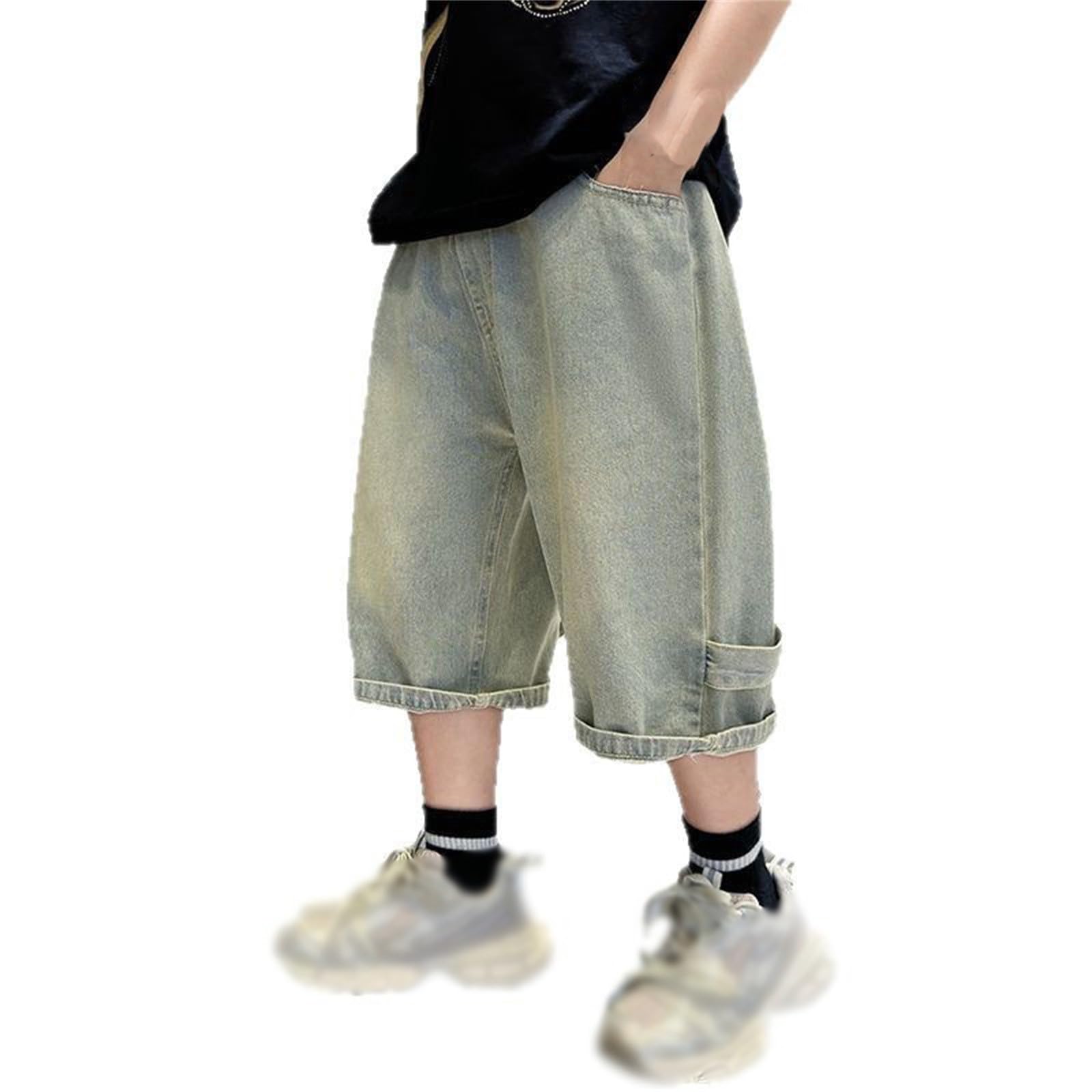 Pantalones Cortos Vaqueros Niño Bermudas Niño Vaqueras Verano Pantalon Corto con Cintura Elástica Short Denim Y2k Relaxed Fit Ajustado Cómodas Joggings Streetwear con Bolsillos para 3-1-4 Años