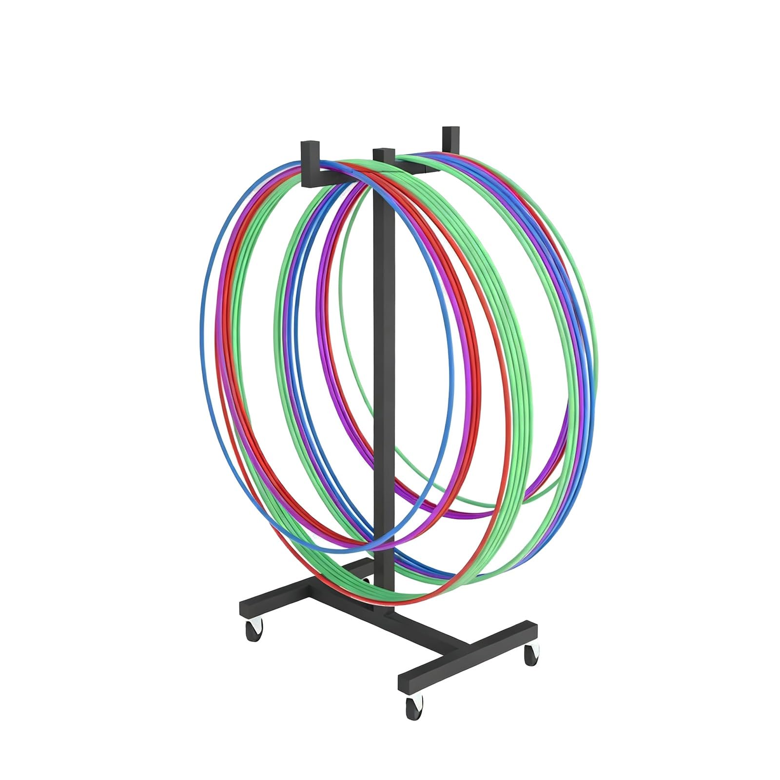 Supporto per Hula Hoop Carrello mobile per hula hoop, supporto portaoggetti in ferro battuto per studi yoga e ambienti domestici, organizer salvaspazio per hula hoop