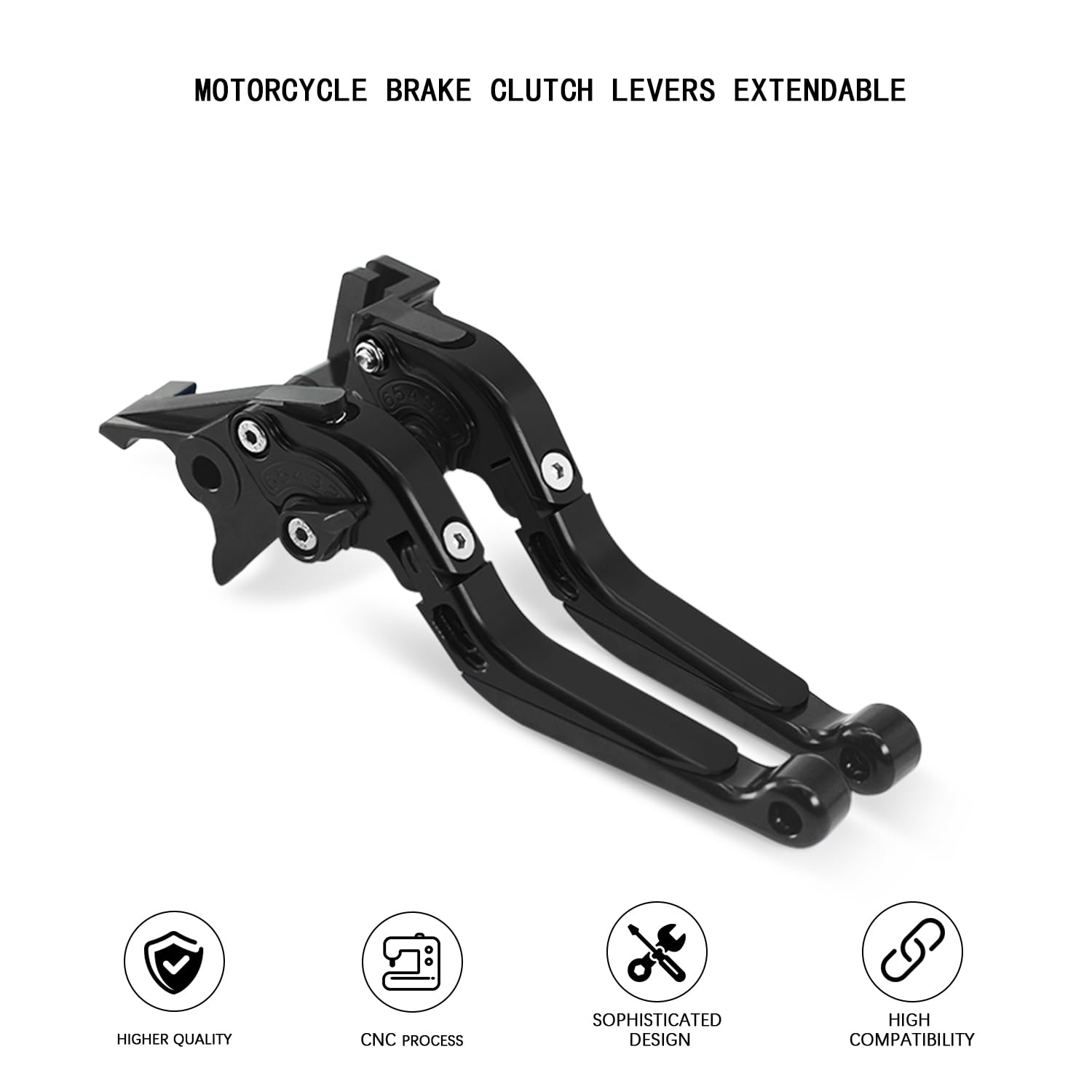 Moto Leviers de Frein et d'Embrayage Réglables, Extensibles et Pliables Pour CB650R 2019-2024 NC750 S/X 2016-2024, CNC Kit Levier d'embrayage Levier Frein Moto (Noir)