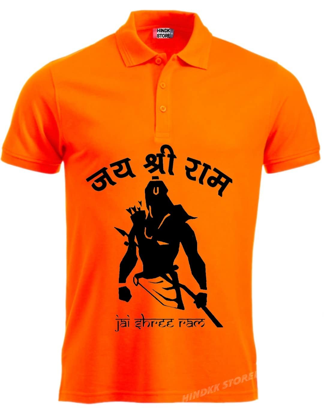 Men's Regular Fit Polo Style Orange Half Sleeve | Jai Sri Ram Tshirt | Lord Shree Ram Printed Design T-Shirts-picture-34