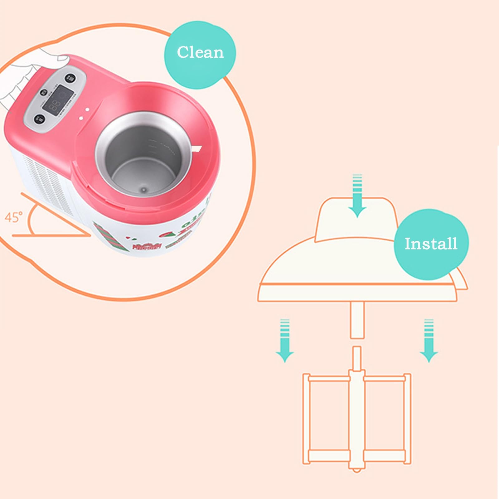 HASMI Heladera Máquina de Helados de Frutas Completamente automática for el hogar de 700ml, máquina de Helados for el hogar, máquina de postres de Yogur de 220V Hacer Helado (Color : A), Dingzhebo2022