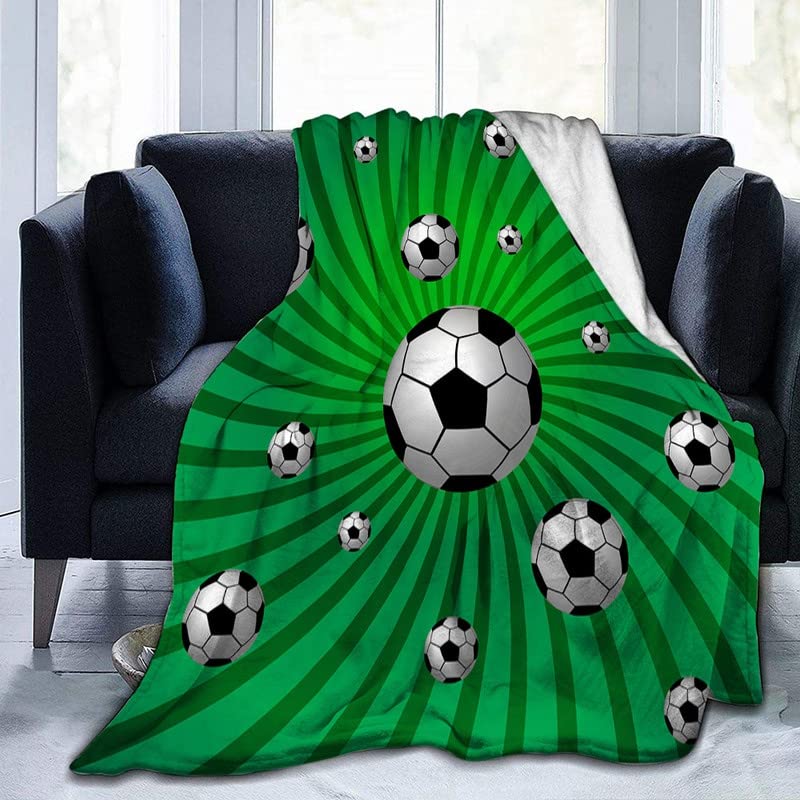 KLJFIGUT Mantas para Sofas Grandes 220x240 fútbol Verde Mantas para Cama de Franela Felpa para Adultos, Manta para Cama 135/150 de Invierno, Manta para Cubre Sofá Colchas