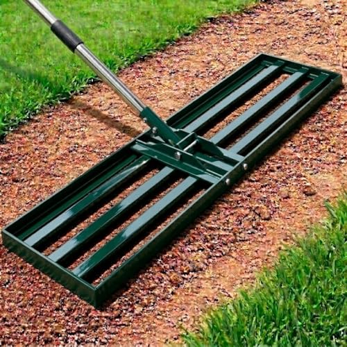 Rastrillo nivelador para césped de 30x10 pulgadas con mango de acero inoxidable