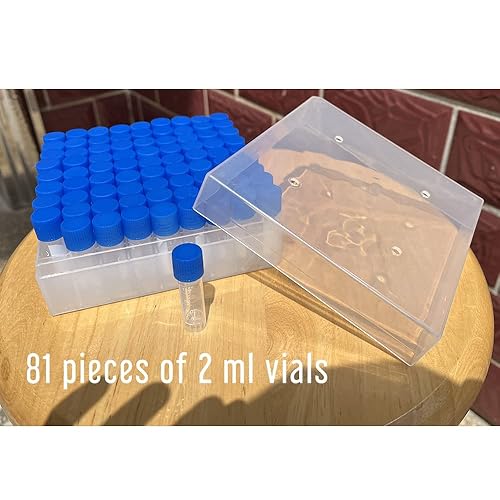 Miniatura 2 de 81 piezas de crioviales graduados pequeños de 0.1 fl oz con caja de almacenamiento, viales de plástico con tapa de rosca con juntas tóricas de
