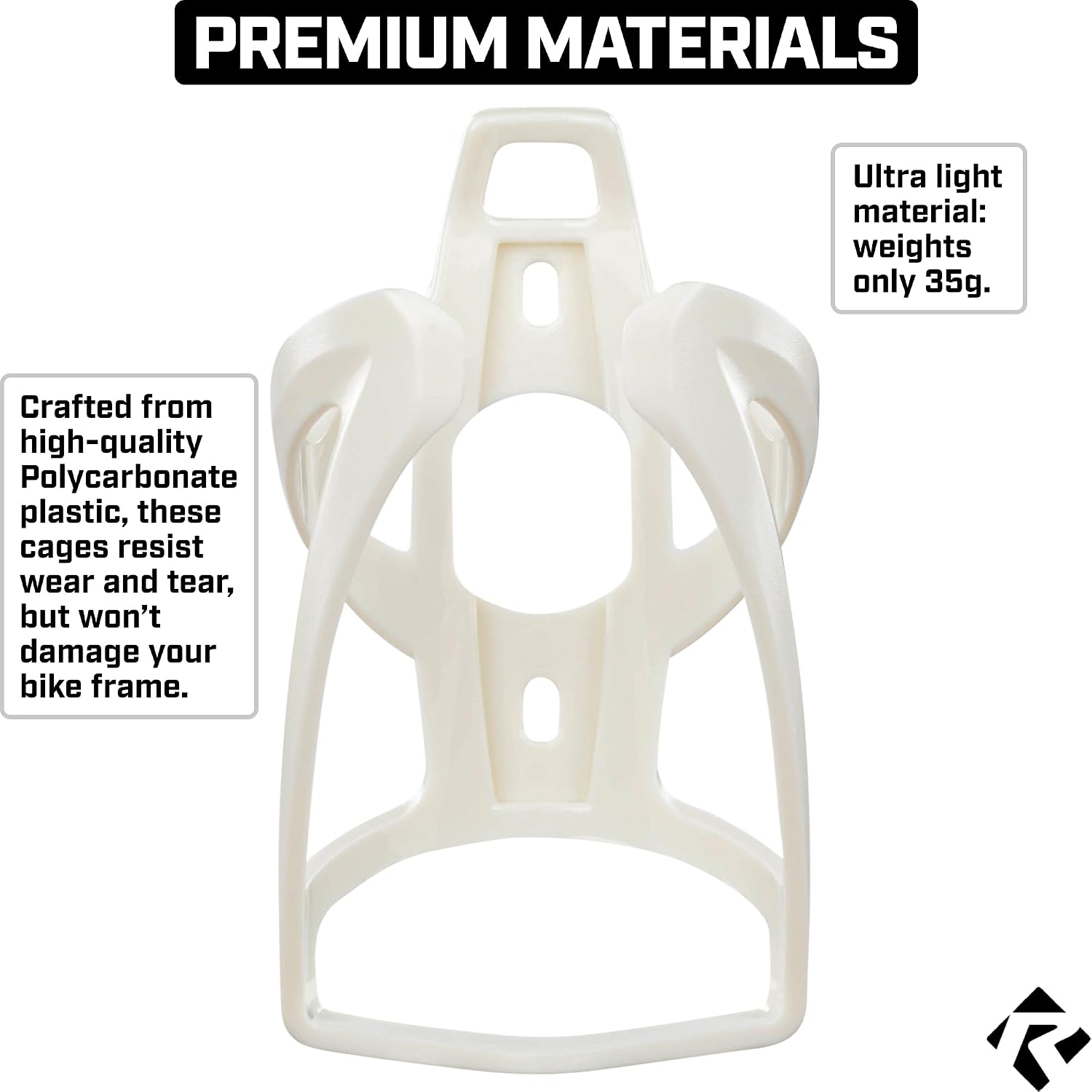 Revere Ultra-Light Bike Water Bottle Holder – Durable Bicycle Bottle Cage for Road, MTB, & Mountain Bikes – 2-Pack with Screws & Installation Tool – Premium Cycling Accessories (White) image 2