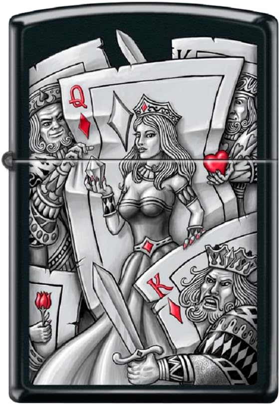 Zippo Lighter-Personalized Custom Message Engraved on Back Ace of Spades Zippo Windproof Lighter (King and Queen #Z6039)