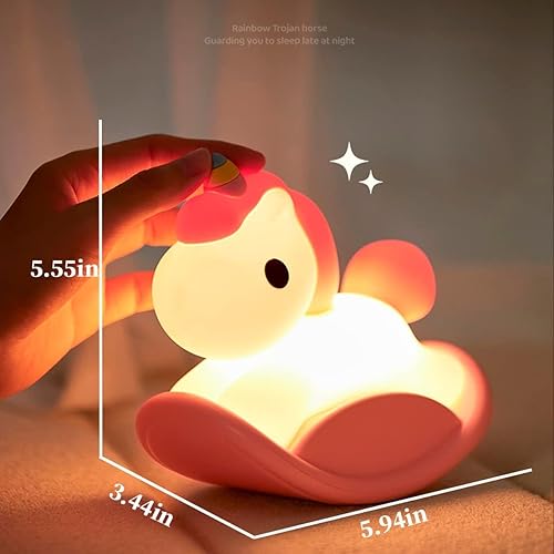 Miniatura 7 de NICE POINT Luz nocturna para niños, bonita lámpara de noche de unicornios esponjosos, animales kawaii de silicona iluminada para niños y niñas, luz