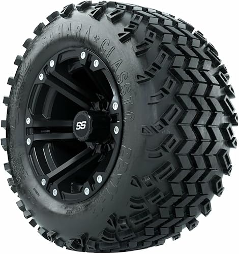 Miniatura 3 de GTW 12 Inch Golf Cart Wheels and Tires Combo  GTW Specter Matte Black Wheels on 22x10-12 Sahara Classic All Terrain Tires  Set of 4