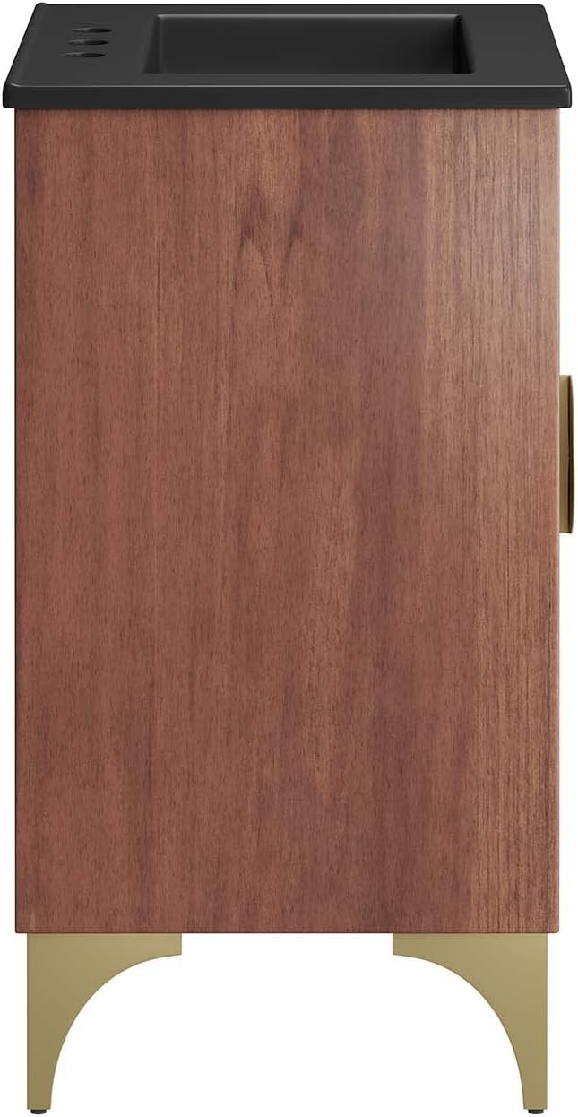 Modway Daylight Bathroom Vanity Cabinet with Ceramic Sink Basin, 24 Inch, Black Walnut