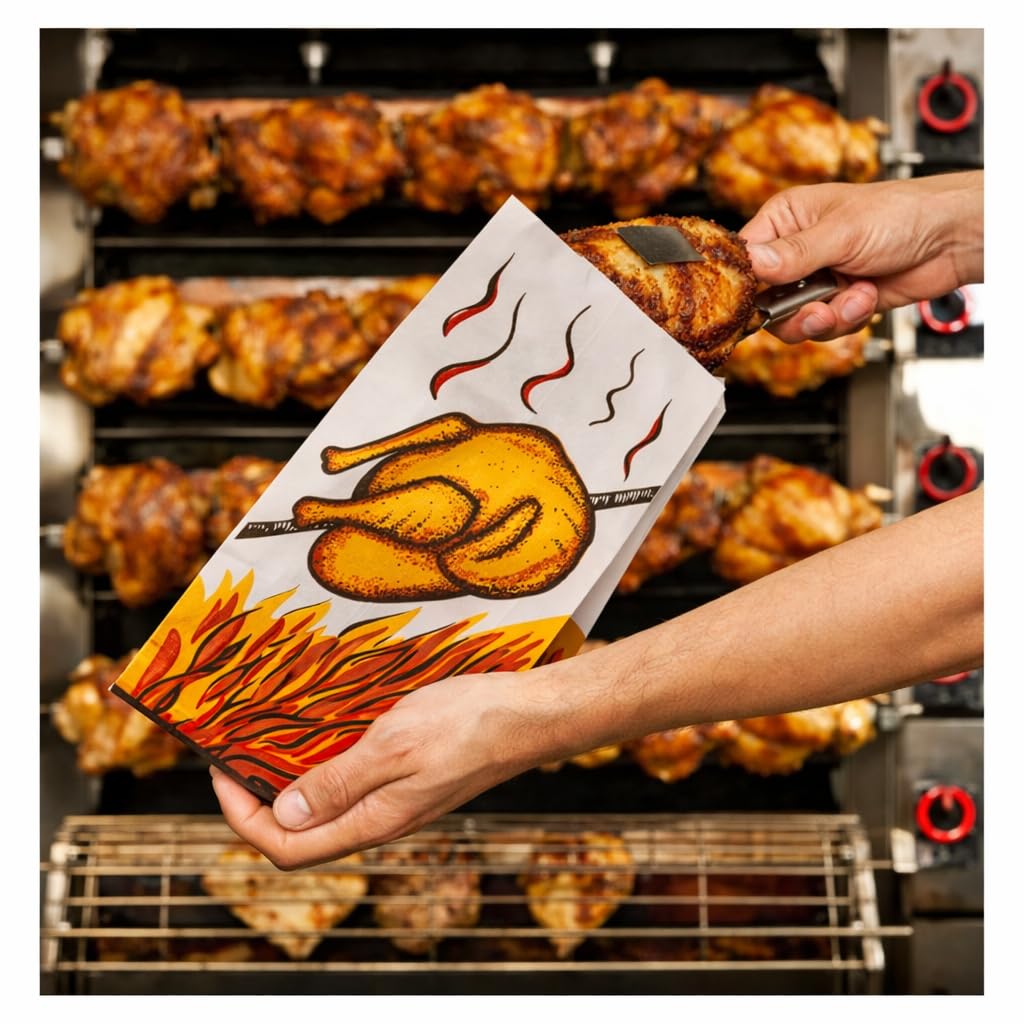 Vertdurée - Torby na tłuszcz z białego papieru - 1/2 kurczaka 13+7,5 × 28 cm - zestaw 500 sztuk - profesjonalne pieczenie i catering