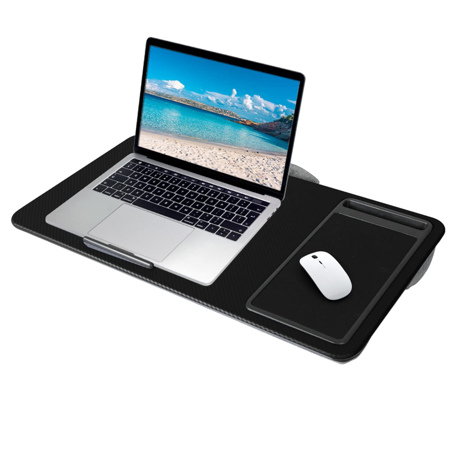 Taylor & Brown Black Lightweight Portable Lap Desk Laptop Tray With Pillow Cushion, Anti-Slip Strip With Built-In Mouse Pad/Wrist Rest/Phone Slot, Fits Up To 17 Inch Laptop For Sofa And Bed,