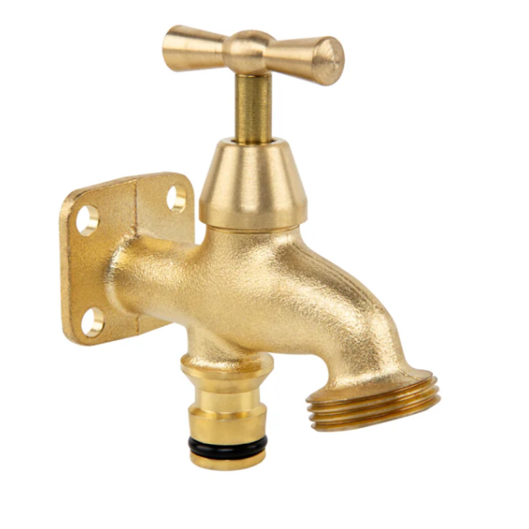 Anywhere Brass Garden Bib Tap with Quick Connect ¾” BSP Thread, Durable Outdoor Wall-Mount Faucet for Garden, Allotment, Garage, Irrigation