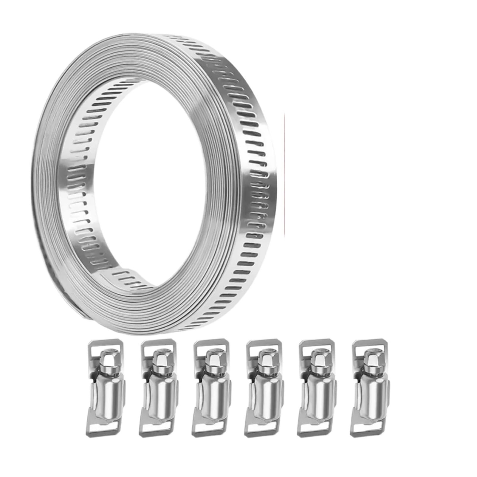 1set Adjustable Large Hose Clamps Worm Gear Stainless Steel Clamp with Fasteners Band for Tube