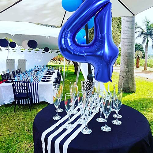 Image of TONIFUL 40 Inch Navy Blue Number 4 Balloons Large Foil 4th Birthday Decor
