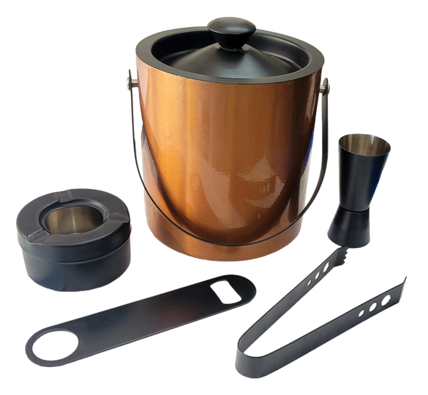 nooks Ice Bucket with Ice Scope, Ice Tong,Opener,Peg Measure and with Cocktail Shaker (750ml) | Great bar Tools for Home bar Accessories, Mini bar, Wine Large for bar_(of 1.5 Litre)