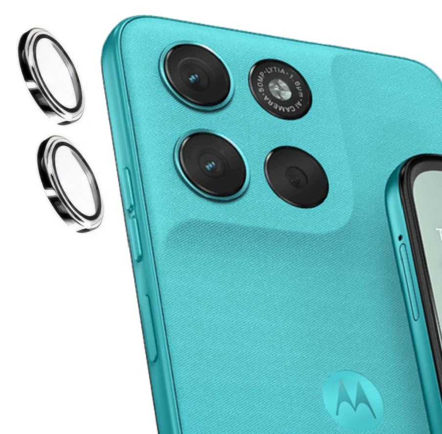 Image of Primiume HD+ Upgraded Camera Lens Frame Glass for Motorola Moto G57 Power 5G Camera Lens Protector and Aluminum Alloy Rings - SilverGrey /2Pack