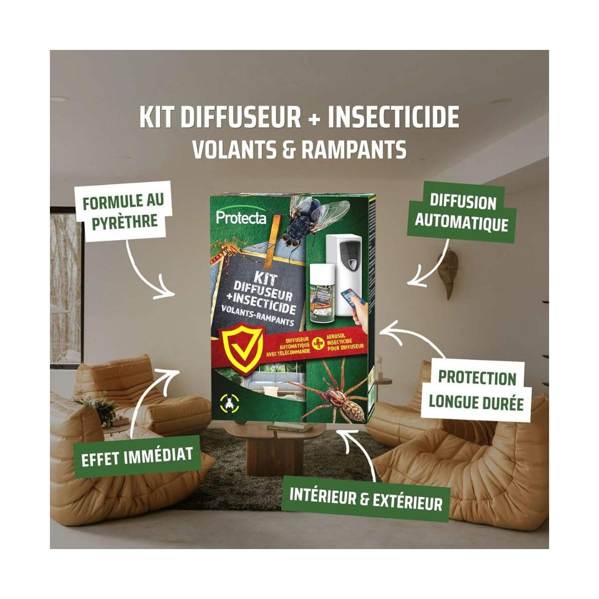 Protecta - Diffuseur automatique d'insecticides au pyrèthre végétal + 1 recharge