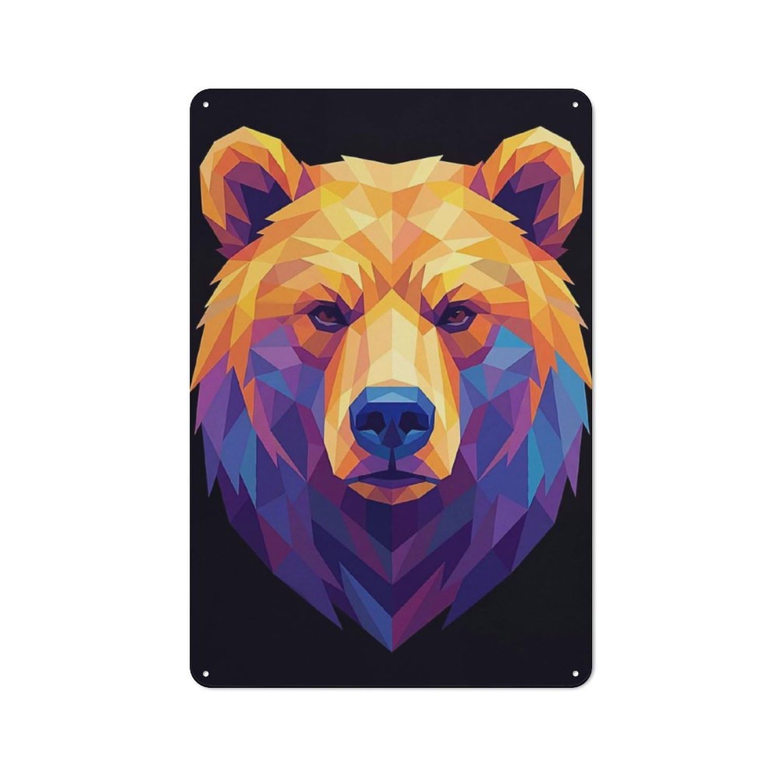 For Café Or Restaurant, Geometric Bear Portrait Retro Metal Sign 30x20cm, Gift for Café Owners And Decorators during The Christmas Season