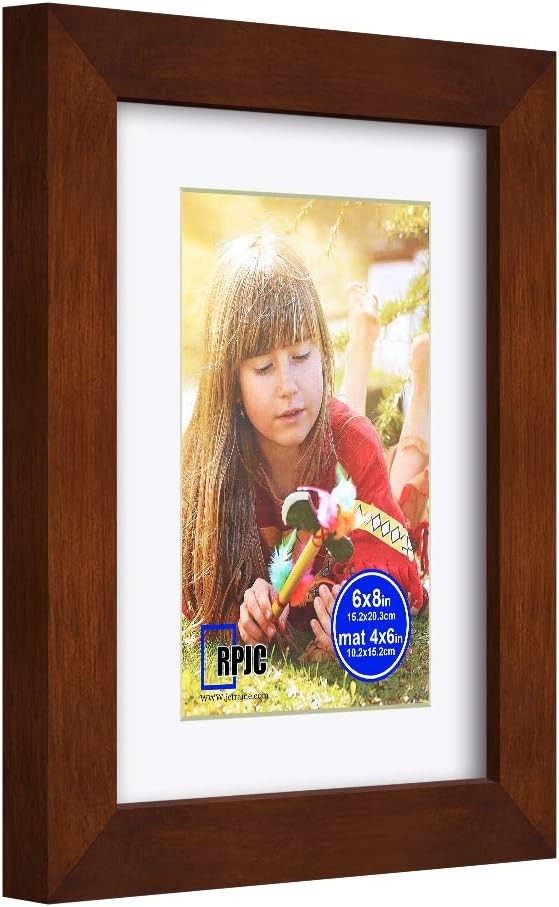 RPJC 11x14 Picture Frames Made of Solid Wood and High Definition Glass Display Pictures 8x10 with Mat or 11x14 Without Mat for Wall Mounting Photo Frame Brown -