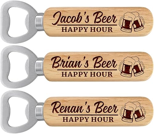 Personalized Beer Gifts, Wooden Bottle Opener Gift for Him, Groomsman, Brother, Boy Friend, Father, Unique Gifts for Father's Day, Birthday,