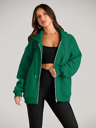 Miniatura 3 de EFAN Sudaderas con capucha lindas para mujer con cordón y cremallera, chaqueta de otoño de gran tamaño, sudaderas casuales con bolsillo