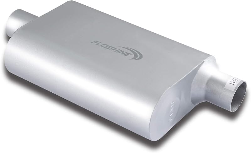 Silencioso esportivo universal Floshine FH42441 oval de câmara dupla – entrada e saída de 2,25"