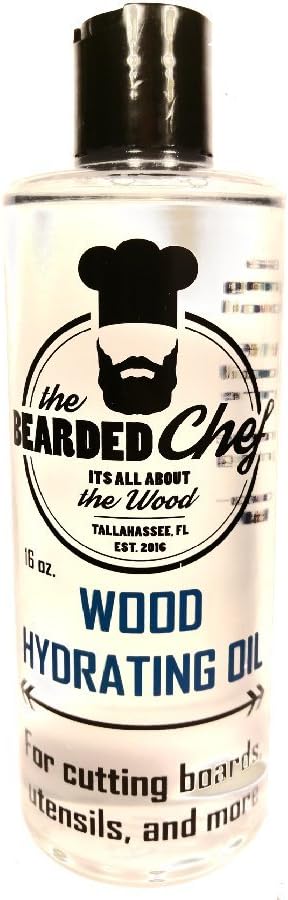 The Bearded Chef - Food Grade Mineral Oil Butcher Blocks - Cutting Boards- Utensils - 16 ounces - Made in the USA - Veteran Owned Business - The Bearded Chef Hydrating Oil