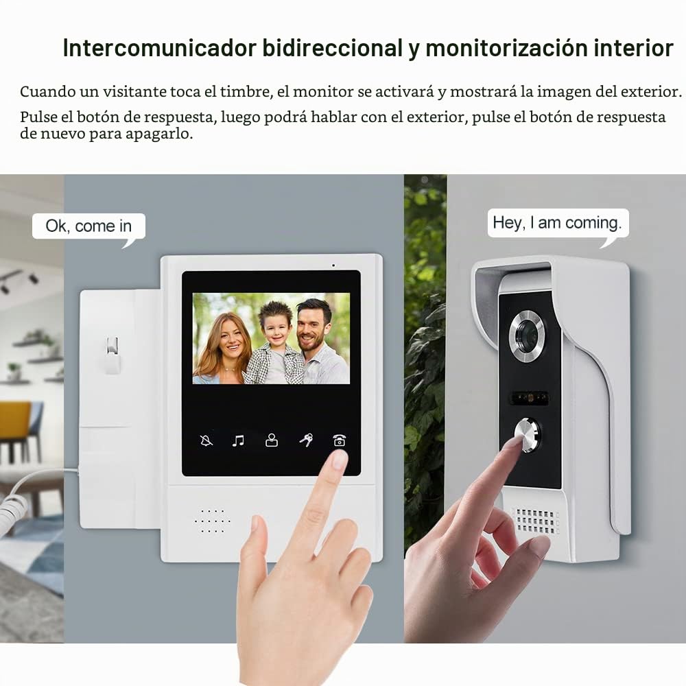 Intercomunicador de vídeo de 4,3 pulgadas 2 monitores teléfono de puerta sistema de timbre para el hogar cámara de visión nocturna IR 700TVL teléfono de puerta impermeable soporte 100 metros