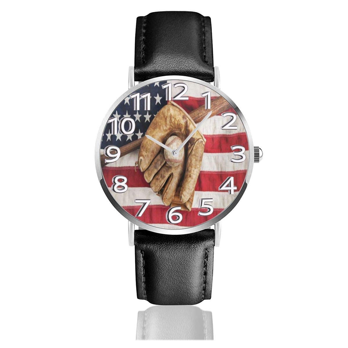 USA Glove Bat Fielding Sports Theme Leather Watch Unisex Fashion Wrist Watches Quartz Watch Wear Watches