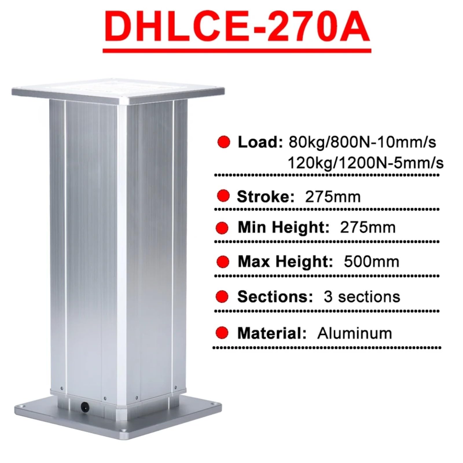 Hubsäule mit Steuerung 80kg120kg Last 275mm375MM430mm Fahrt TATAMI Hubplattform(120kg 5mms; DHLCE-270A)