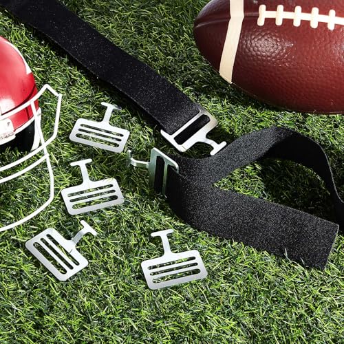 Fabbay 12 Sets Shoulder Pad T Hook with Elastic Strap,Include Silver Metallic Football T Hook for Youth Adult Football Shoulder Pad Straps (1.5 Inch)